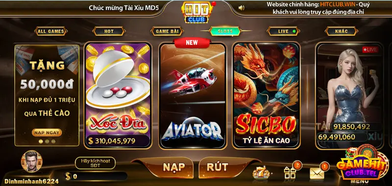 Chọn sản phẩm aviator tại sảnh slot trên hitclub