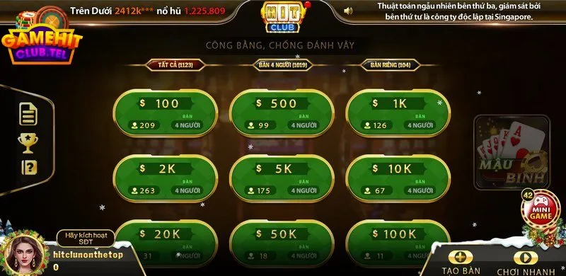 Kiếm tiền khủng cùng game bài mậu binh hitclub