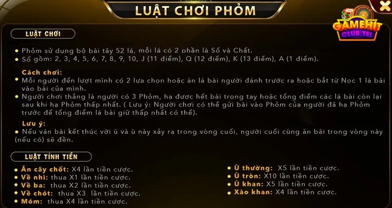 Tìm hiểu luật chơi phỏm tại cổng game hitclub