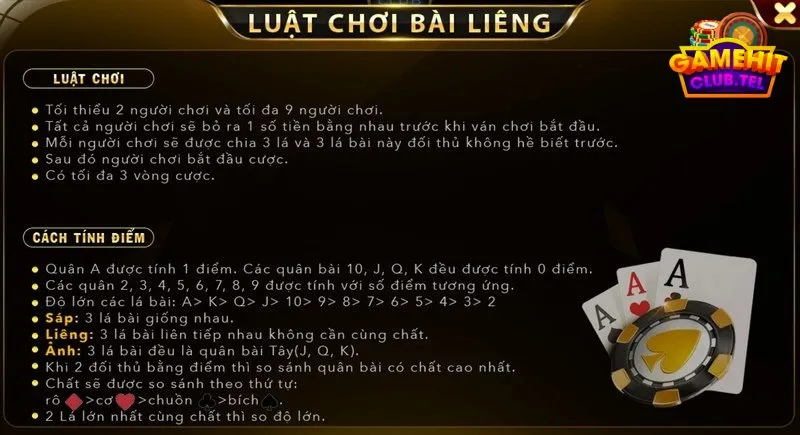 Tìm hiểu luật chơi liêng tại cổng game hitclub